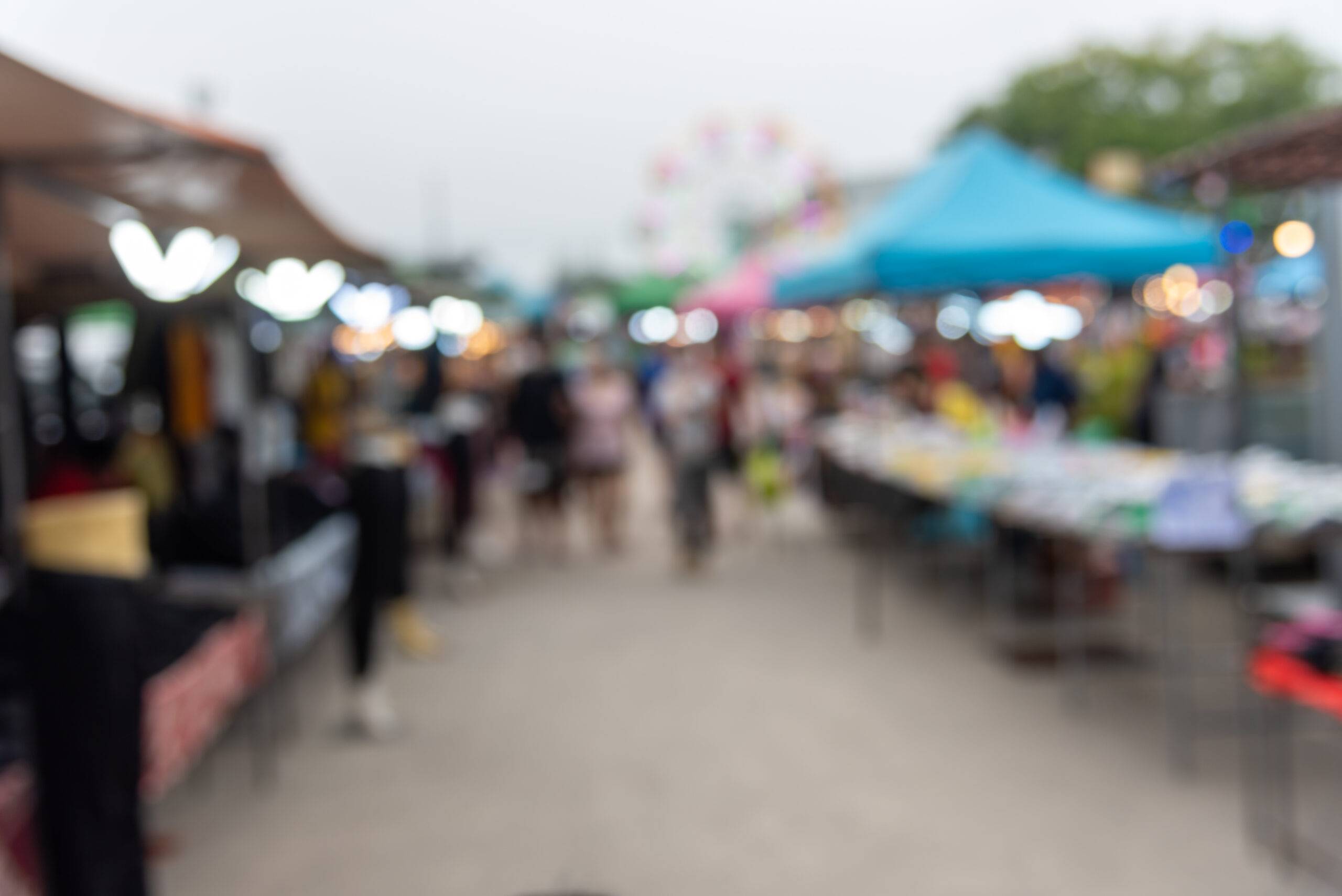blur festival pedestrian market shopping street for abstract background.