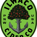 Ilwaco Cider Company logo, apple tree with anchor at the bottom