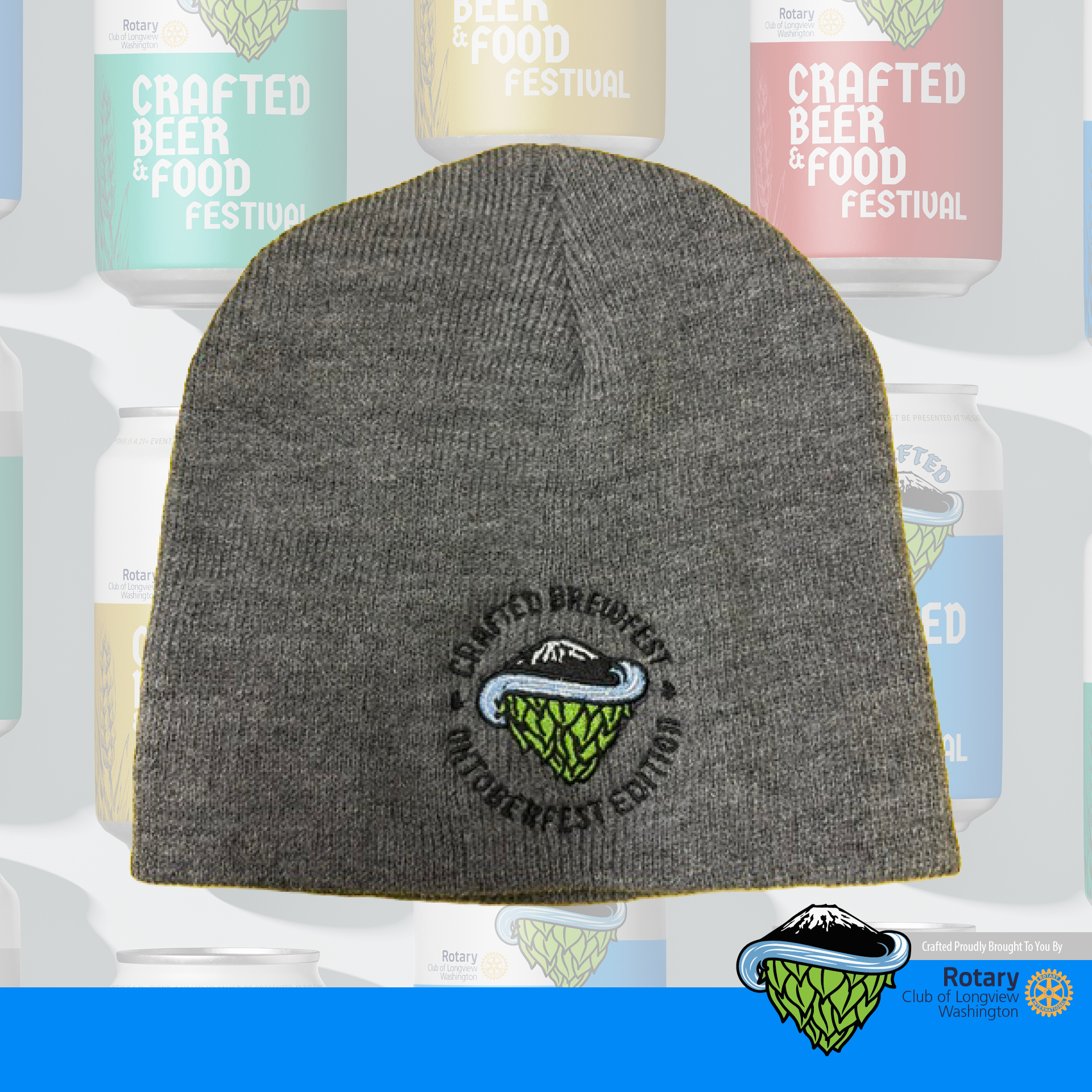 Gray Crafted Brew Festival embroidered logo beanie